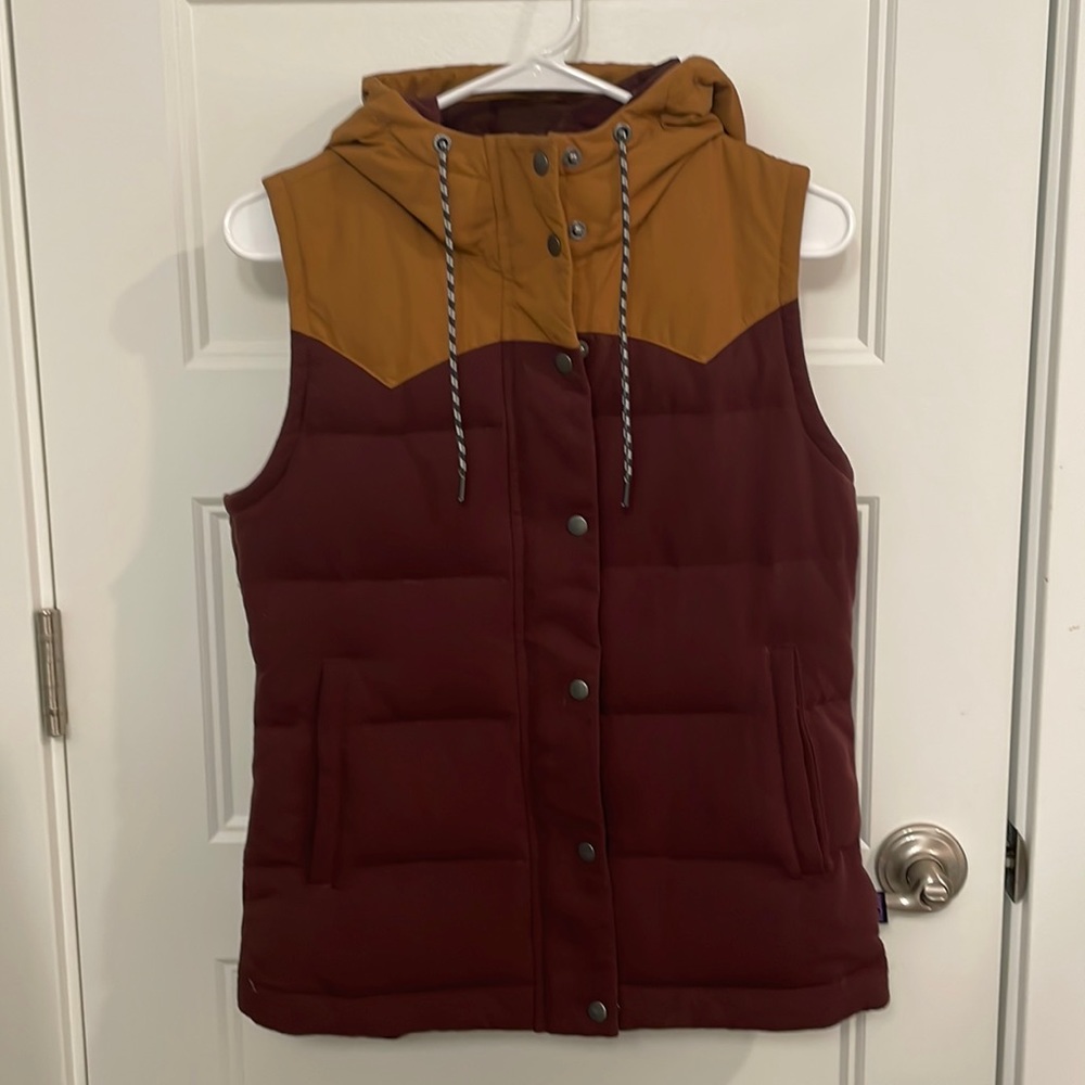 Patagonia Bivy Hooded Vest Small Dark Ruby Down Feather Filled XS